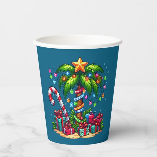 Tropische kerstpalmboom papieren bekers (Voorkant)