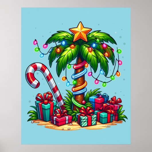 Tropische kerstpalmboom poster (Voorkant)