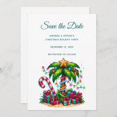 Tropische kerstpalmboom save the date (Voorkant / Achterkant)