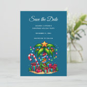 Tropische kerstpalmboom save the date (Staand voorkant)