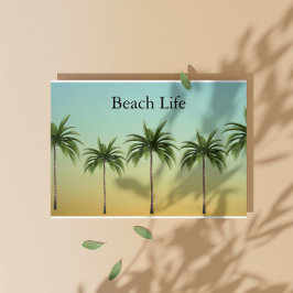 Tropische Kerstpalmboom Strandleven Zonsondergang Feestdagen Kaart