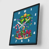 Tropische kerstpalmboom vierkante klok (Hoek)