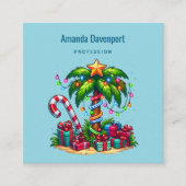 Tropische kerstpalmboom vierkante visitekaartje (Voorkant)