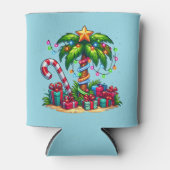 Tropische kerstvakantie palmboom blikjeskoeler (Voorkant)