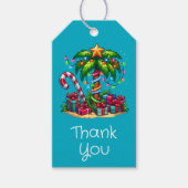 Tropische kerstvakantie palmboom dank u cadeaulabel (Voorkant)