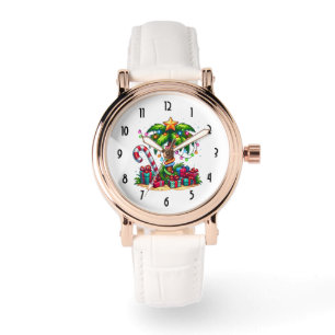 Tropische kerstvakantie palmboom horloge