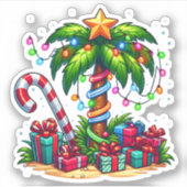 Tropische kerstvakantie palmboom sticker (Voorkant)