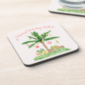 Tropische kerstverlichting koraal en groen filosof bier onderzetter (Linkerzijde)