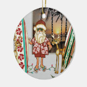 Tropische kerstversiering met Surf Board Keramisch Ornament (Links)