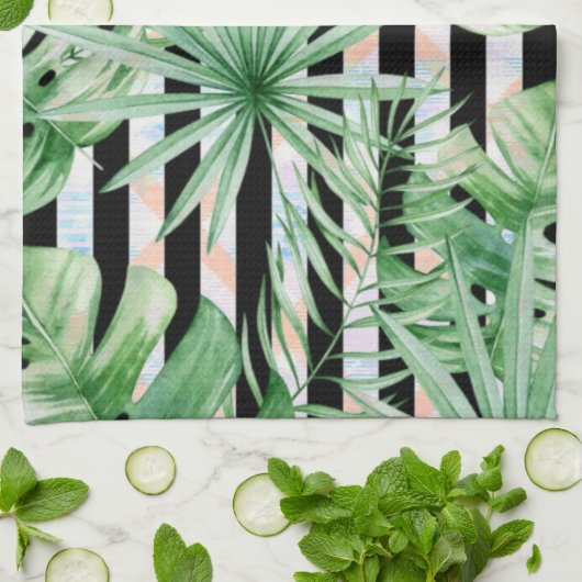 Tropische keukenhanddoek met Leaf Kitchen (Gevouwen)