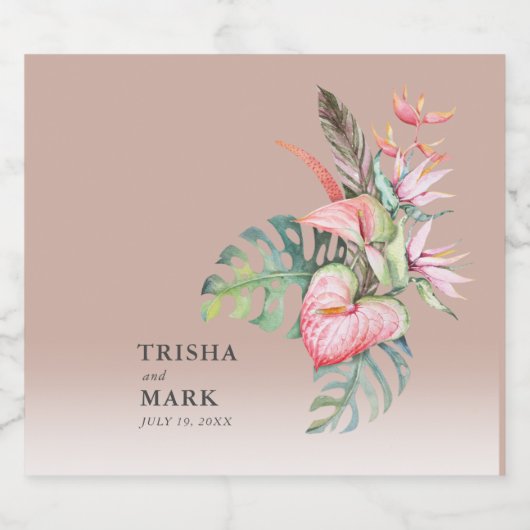 Tropische kever-strand bruiloft bier etiket (Enkel label)