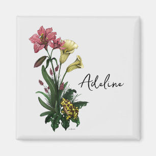 Tropische kikker en Lily Botanical Floral Art Magneet