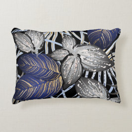 Tropische klasse is een blauwe, zilveren en gouden accent kussen