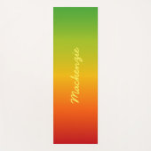 Tropische kleurengradiënt rood geel groen met naam yogamat (Voorkant)