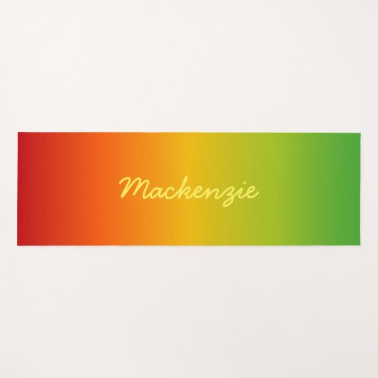 Tropische kleurengradiënt rood geel groen met naam yogamat (Voorkant (horizontaal))