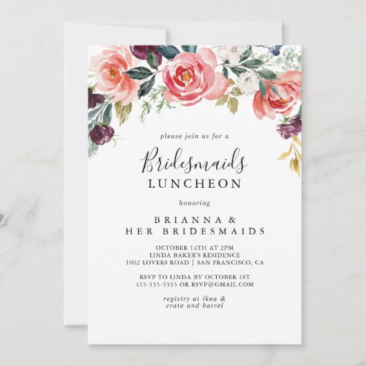 Tropische kleurige bridesmaids Luncheon Shower Kaart (Voorkant)