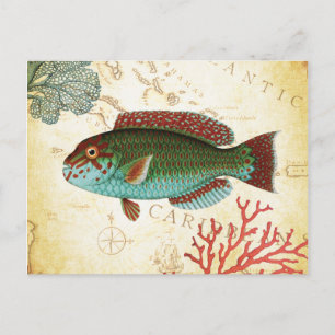 Tropische, kleurrijke Caribische vis en koraal Briefkaart
