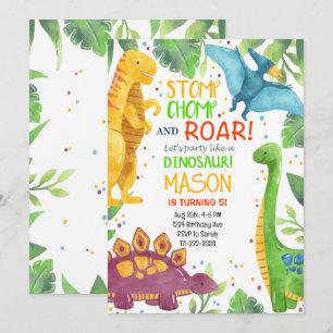 Tropische Kleurrijke Dinosaurussen Verjaardag Uitn Kaart
