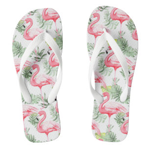 Tropische Kleurrijke Flamingo en Bladeren Teenslippers