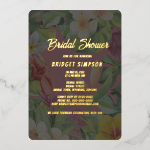 Tropische kleurrijke hibiscus Hawaïaanse zomer bru Folie Uitnodiging