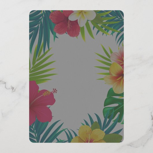 tropische kleurrijke hibiscus hawaiaanse zomer bru folie uitnodiging (Achterkant)