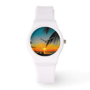 Tropische, kleurrijke, SUNSET Dames in het Sporty  Horloge