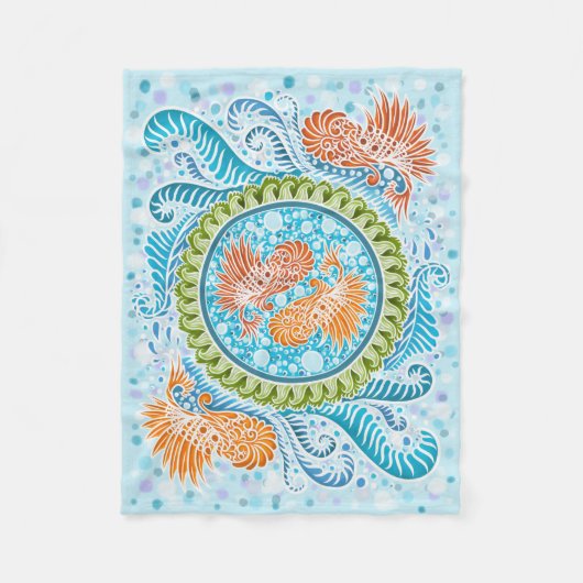 Tropische Koi Mandala Fleece Deken (Voorkant)