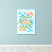 Tropische Koi Mandala | Levendige Ocean Zen Art Canvas Afdruk (Insitu (Houten vloer))