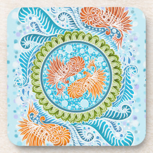 Tropische Koi Mandala Levendige Ocean Zen Art Onderzetter