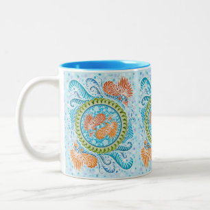 Tropische Koi Mandala Tweekleurige Koffiemok