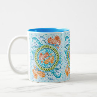 Tropische Koi Mandala Tweekleurige Koffiemok