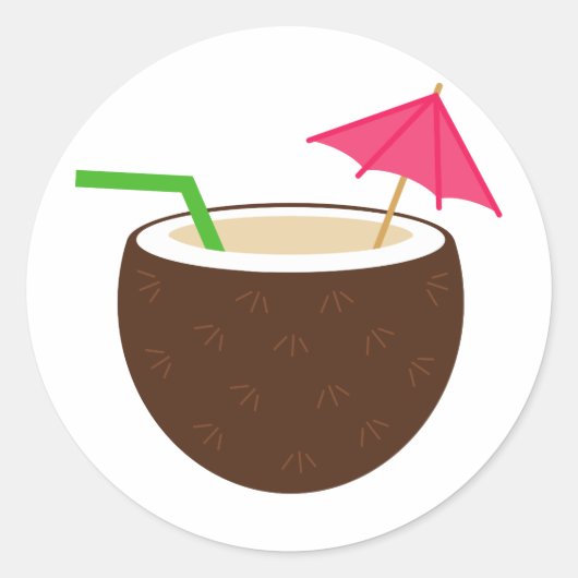 Tropische kokokosDrink Ronde Sticker (Voorkant)