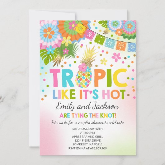 Tropische koppels Douche Uitnodiging Tropische Dou (Voorkant)