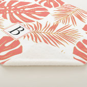 tropische koraal en goudbladeren en monogram sherpa deken (3/4)