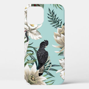 Tropische kraanvogel, papegaai, lotusvloed iPhone 12 hoesje