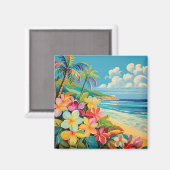 Tropische kunst  lithografie magneet (Voorkant / Achterkant)