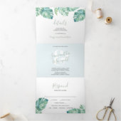 Tropische Kust Drievoudige Trouwuitnodiging. Drieluik Uitnodiging (Binnen)