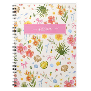 Tropische Kust Hand Getrokken Bloemen & Schelpen N Notitieboek