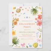 Tropische kust Hand getrokken Shell Engagement Par Kaart (Voorkant)