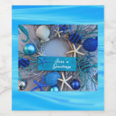 Tropische kust Seashell Holiday Kerstmis Wijn Etiket (Enkel label)