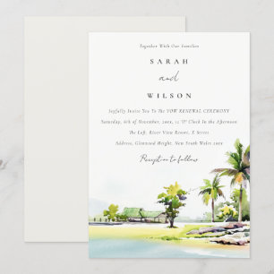 Tropische kuststrook Palm Trees Vow Renewal Invite Bedankkaart