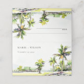 Tropische kuststrook Waterverf bruiloft palmbomen (Buitenkant ongevouwen)