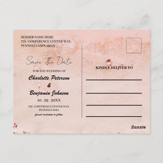 Tropische kuststrook Zee bruiloft Opslaan datum Briefkaart (Achterkant)