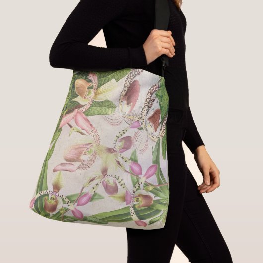 Tropische ladys Slipper Orchid Flowers Floral Bag Crossbody Tas (Dichtbij)