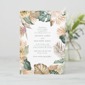 Tropische Leaf Love and the Beach Wedding Invite (Staand voorkant)
