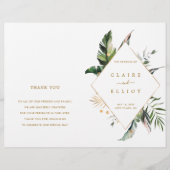 Tropische Leaves Gold Wedding Ceremony Program (Voorkant)