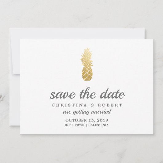 Tropische legantie | Ananas sparen de datum Kaart (Voorkant)