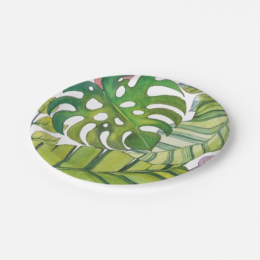 Tropische lekkage in Waterverf Papieren Bordje (Gekanteld)