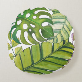 Tropische lekkage in Waterverf Rond Kussen