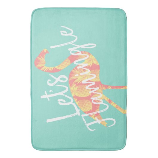 Tropische Let's Flamingle Flamingo & Pineapples Badmat (Voorkant Verticaal)
